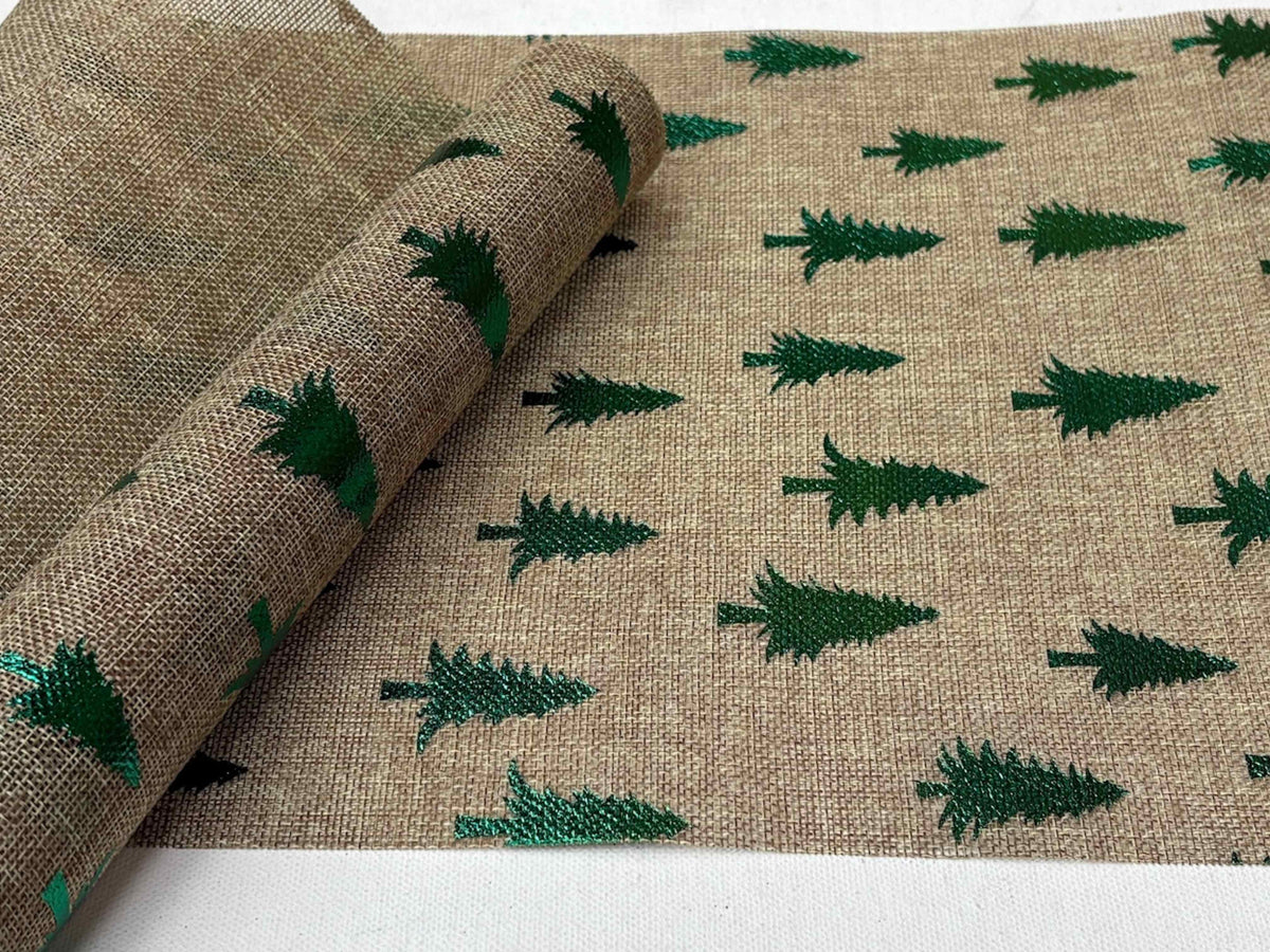 Jute Fabric Roll - Table Runners: 2m x 28cm - (Christmas Designs) - Cheap Fabrics