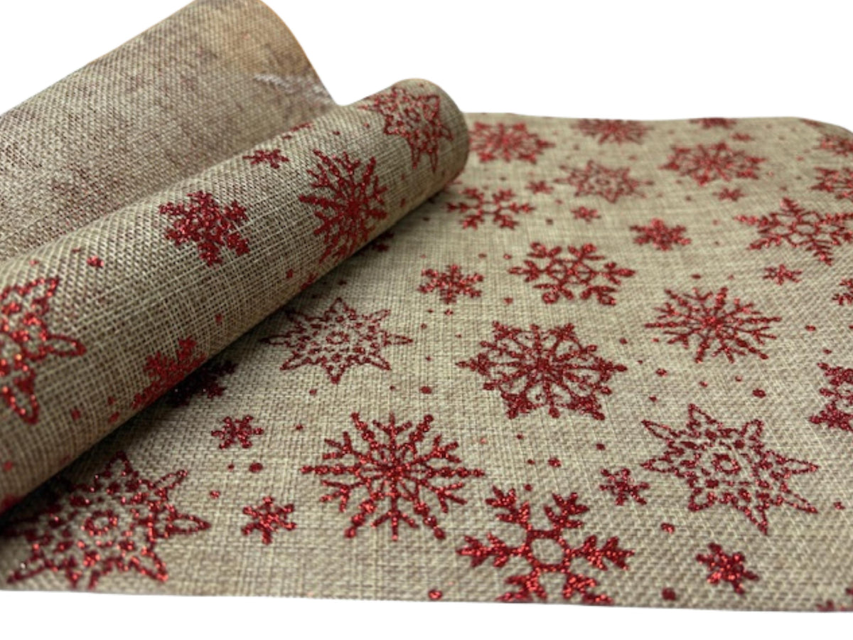 Jute Fabric Roll - Table Runners: 2m x 28cm - (Christmas Designs) - Cheap Fabrics
