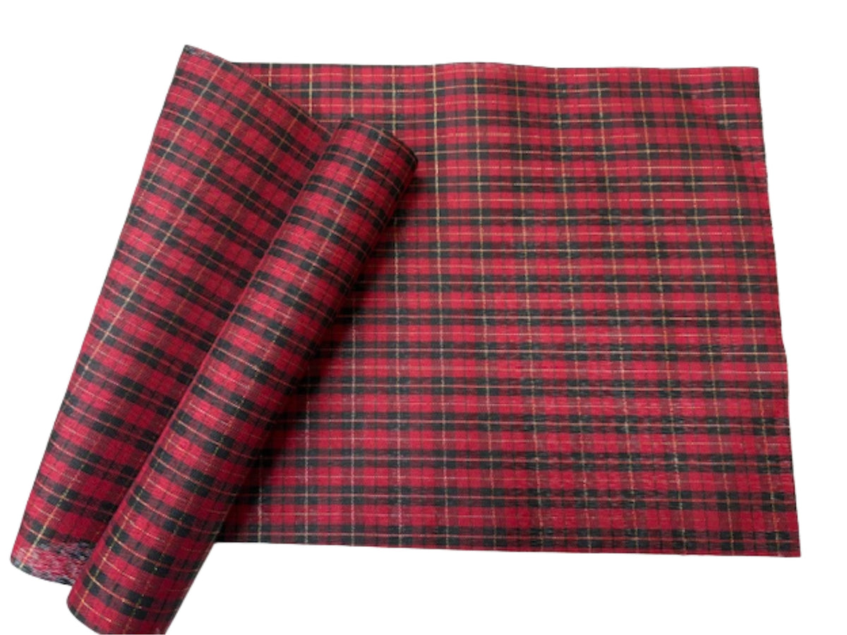 Fabric Roll - Table Runners: 2m x 28cm - Red Tartan - Cheap Fabrics