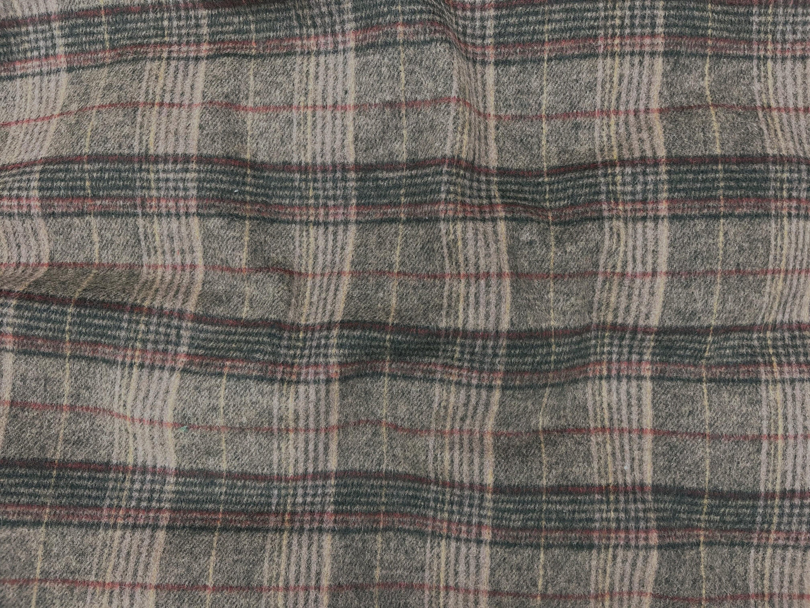 Khaki Check Wool Blend Fabric - Cheap Fabrics