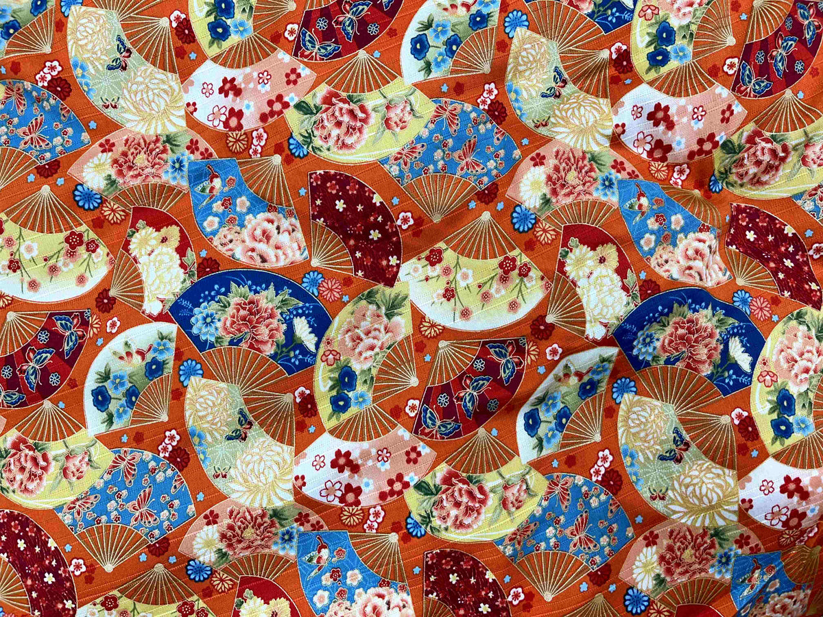 Korean Patchwork Cotton Fabric - Floral Fan