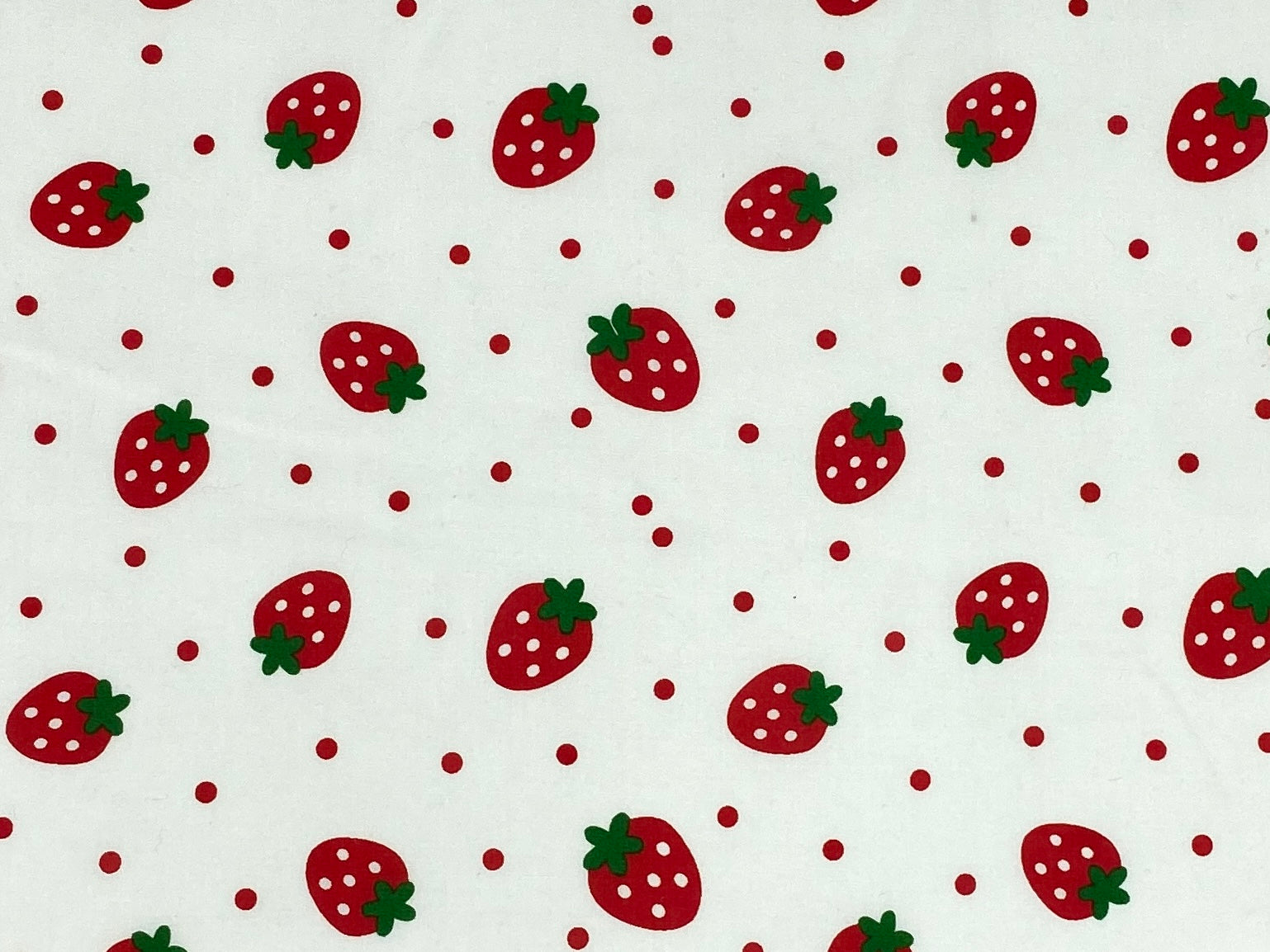 Large Strawberries With Polka Dots - Novelty Poly/Cotton Print