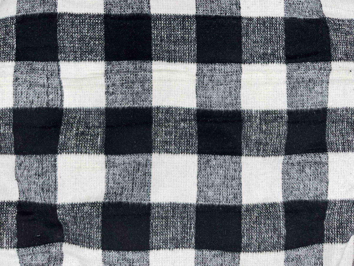 Bold Black Ivory Check Wool Mix Fabric - Cheap Fabrics