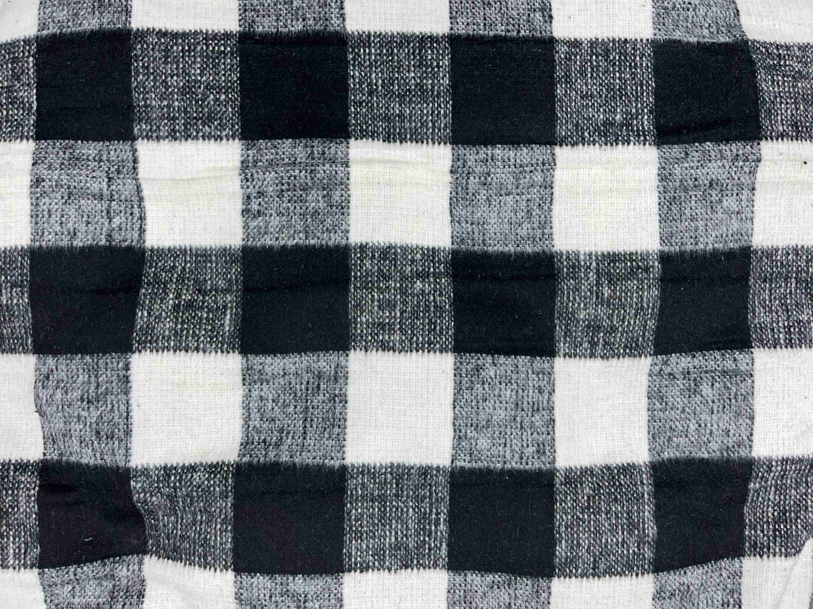 Bold Black Ivory Check Wool Mix Fabric - Cheap Fabrics