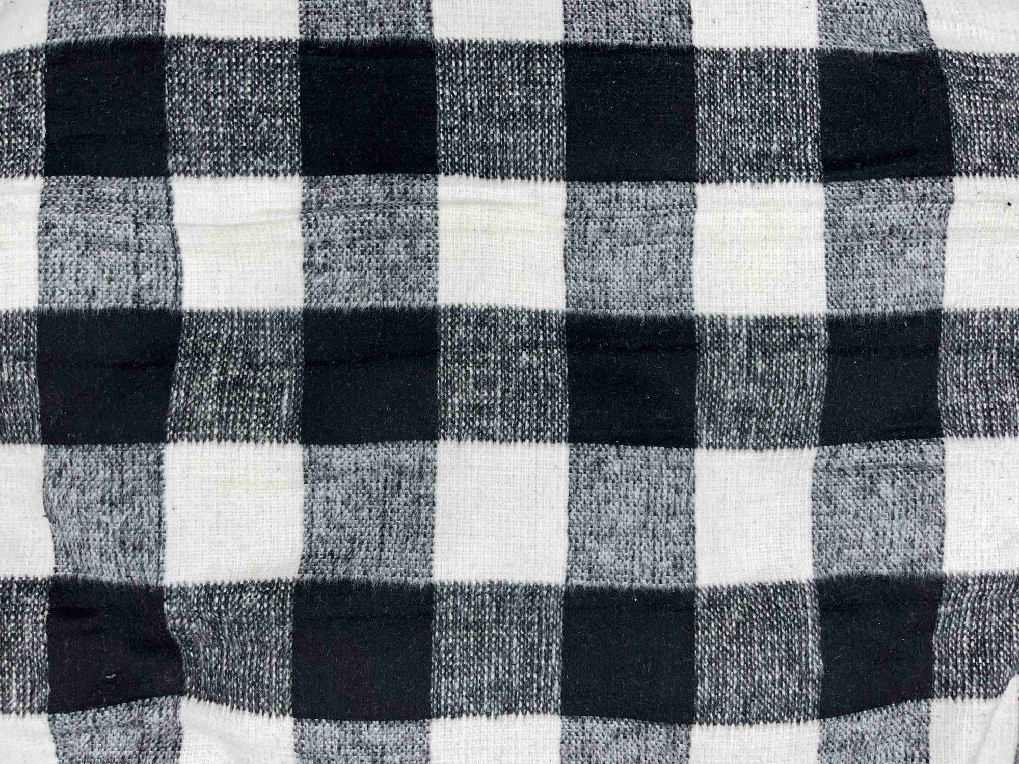 Bold Black Ivory Check Wool Mix Fabric - Cheap Fabrics