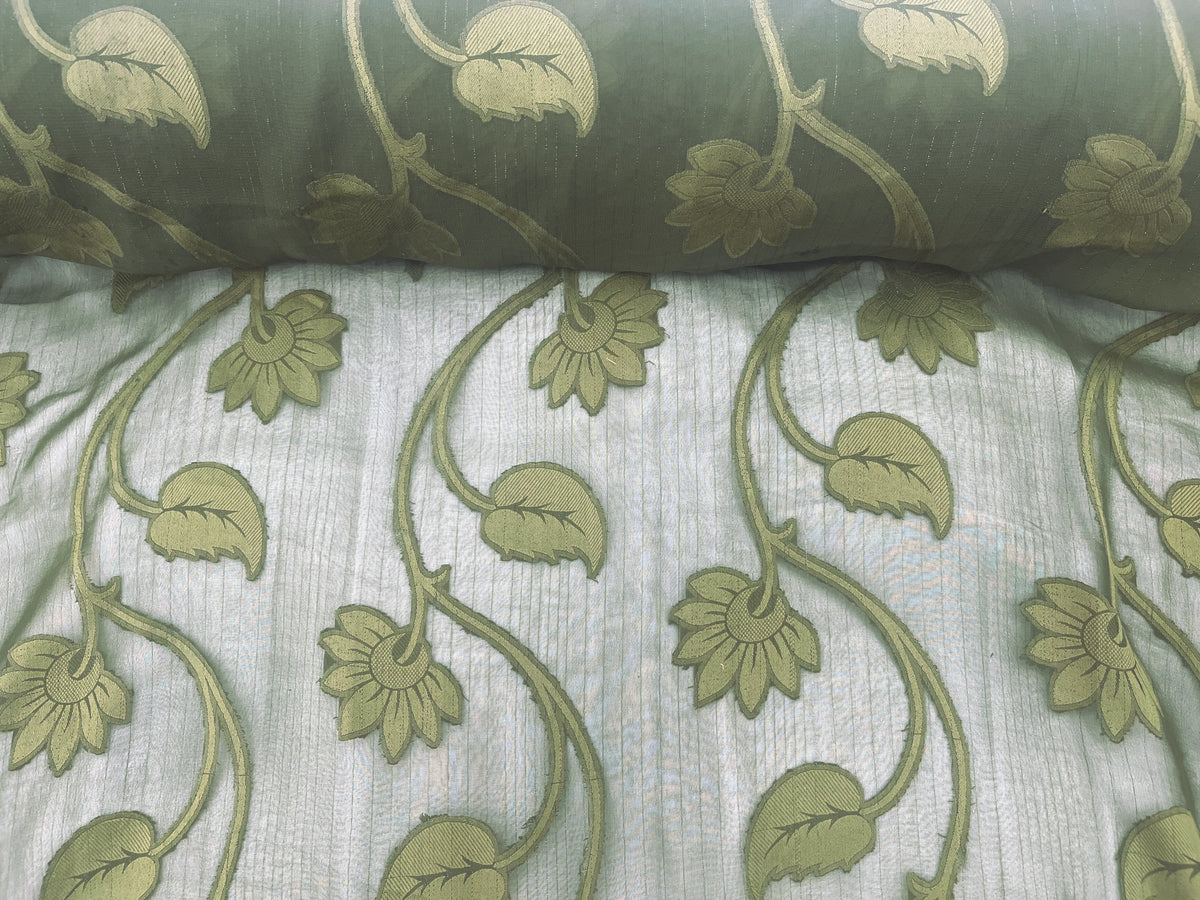 Metallic Leaf - Woven Chiffon Fabric - Cheap Fabrics