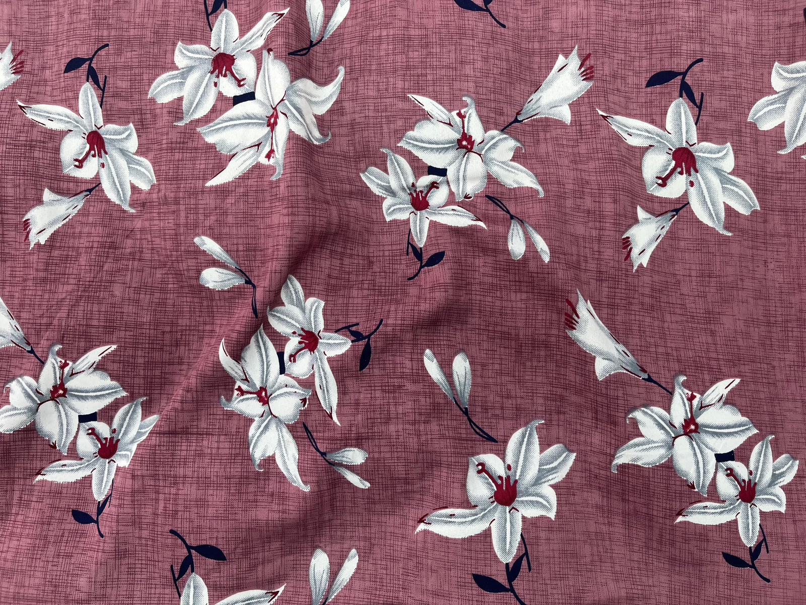 Sketched Lillies - Clearance Printed Crepe - Cheap Fabrics