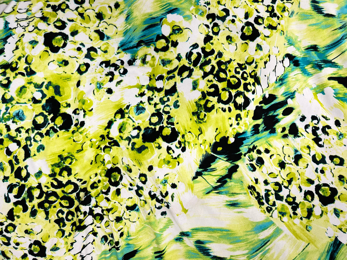 Lime Kingfisher Printed Jersey Fabric