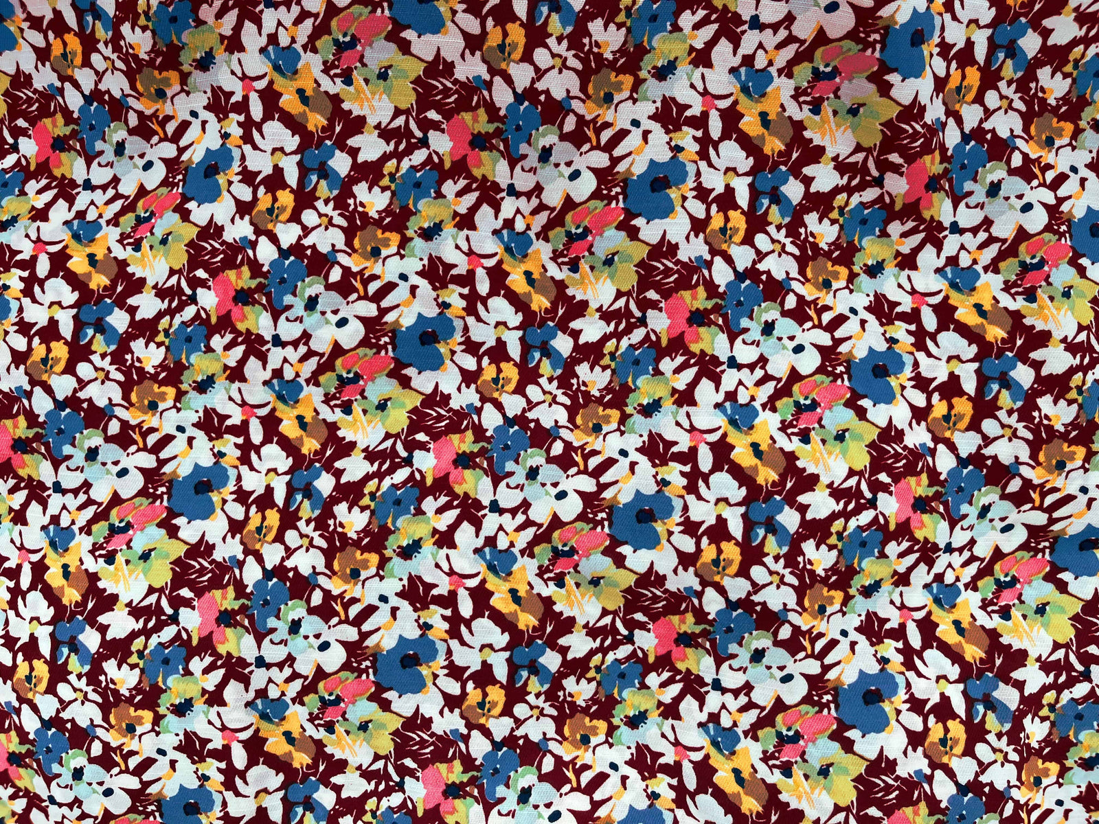 Maroon Floral - Clearance Printed Crepe Fabric - Cheap Fabrics