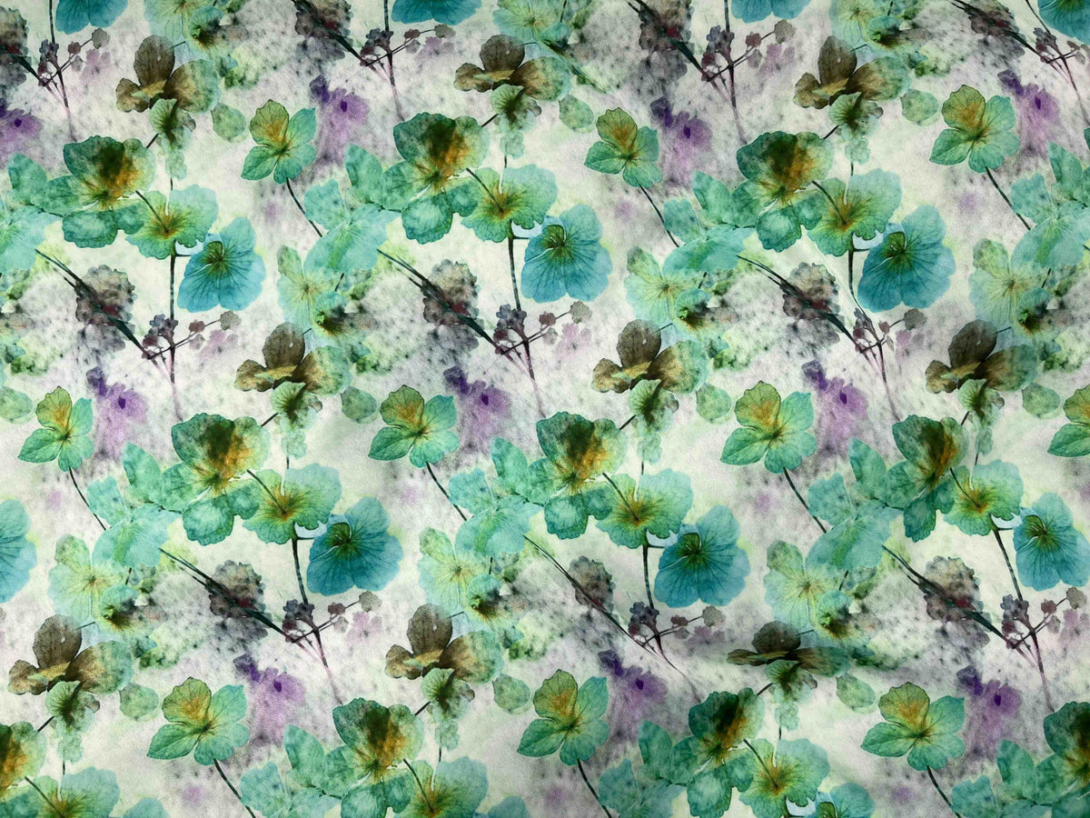 Matt Printed Satin Fabric - Floral Fantasia