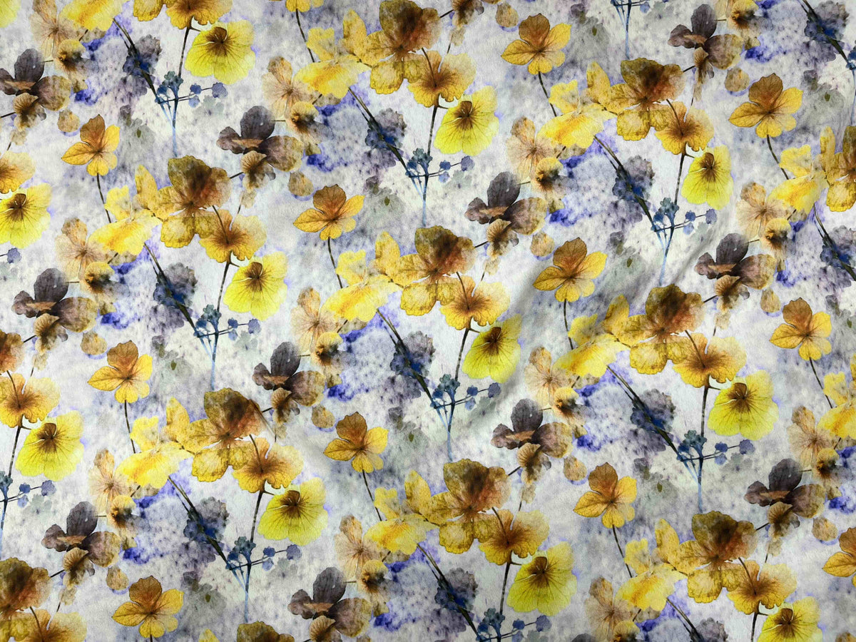 Matt Printed Satin Fabric - Floral Fantasia
