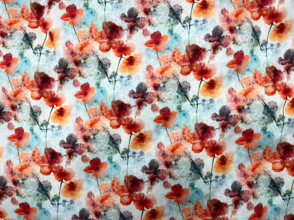 Matt Printed Satin Fabric - Floral Fantasia