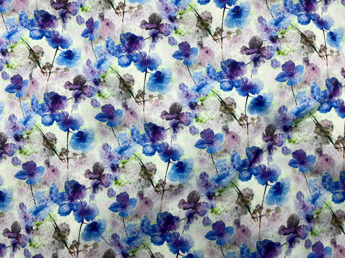 Matt Printed Satin Fabric - Floral Fantasia