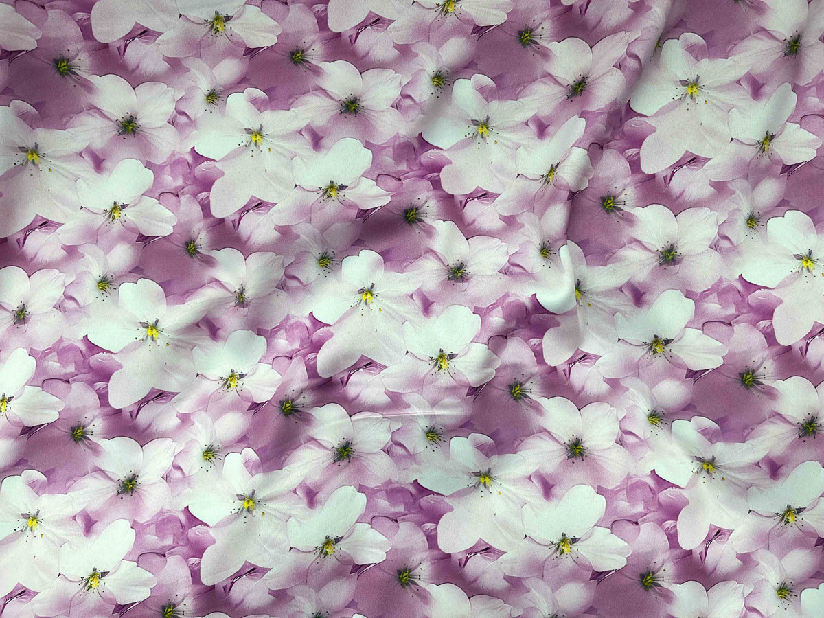 Matt Printed Satin Fabric - Lillies - Cheap Fabrics