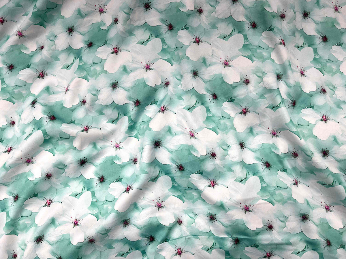 Matt Printed Satin Fabric - Lillies - Cheap Fabrics