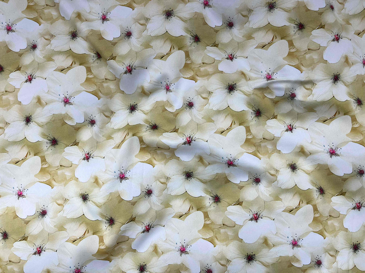 Matt Printed Satin Fabric - Lillies - Cheap Fabrics
