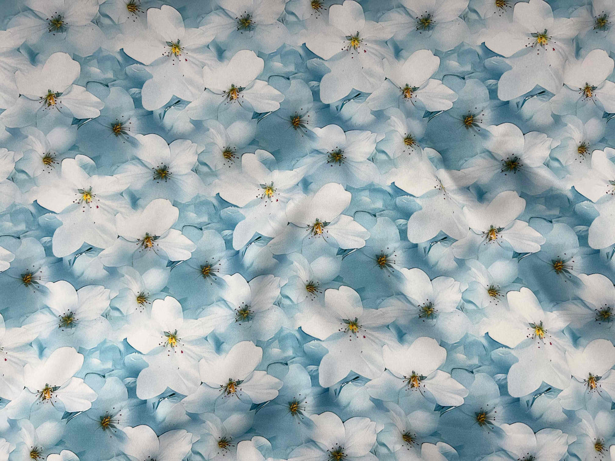 Matt Printed Satin Fabric - Lillies - Cheap Fabrics