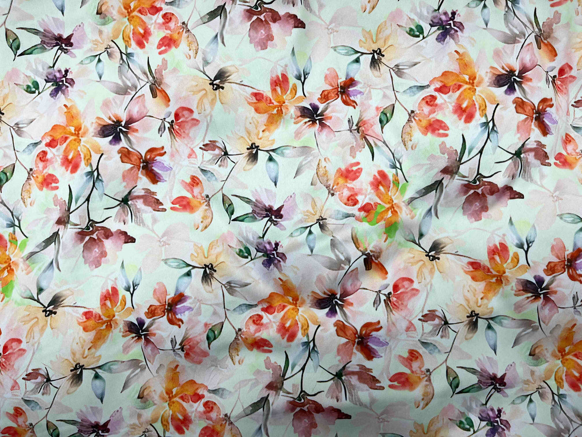Matt Printed Satin Fabric - Rosie