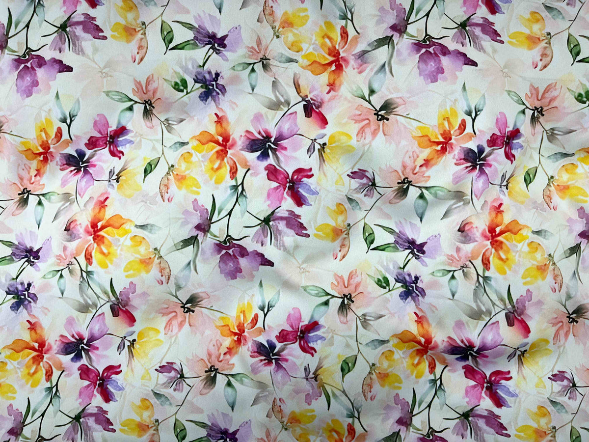 Matt Printed Satin Fabric - Rosie