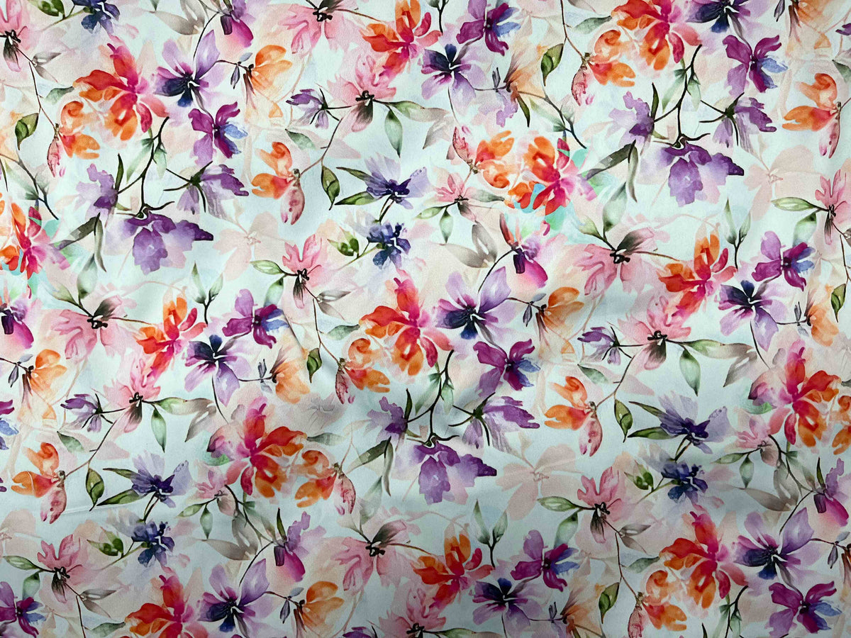 Matt Printed Satin Fabric - Rosie