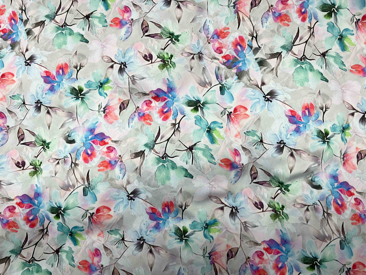 Matt Printed Satin Fabric - Rosie