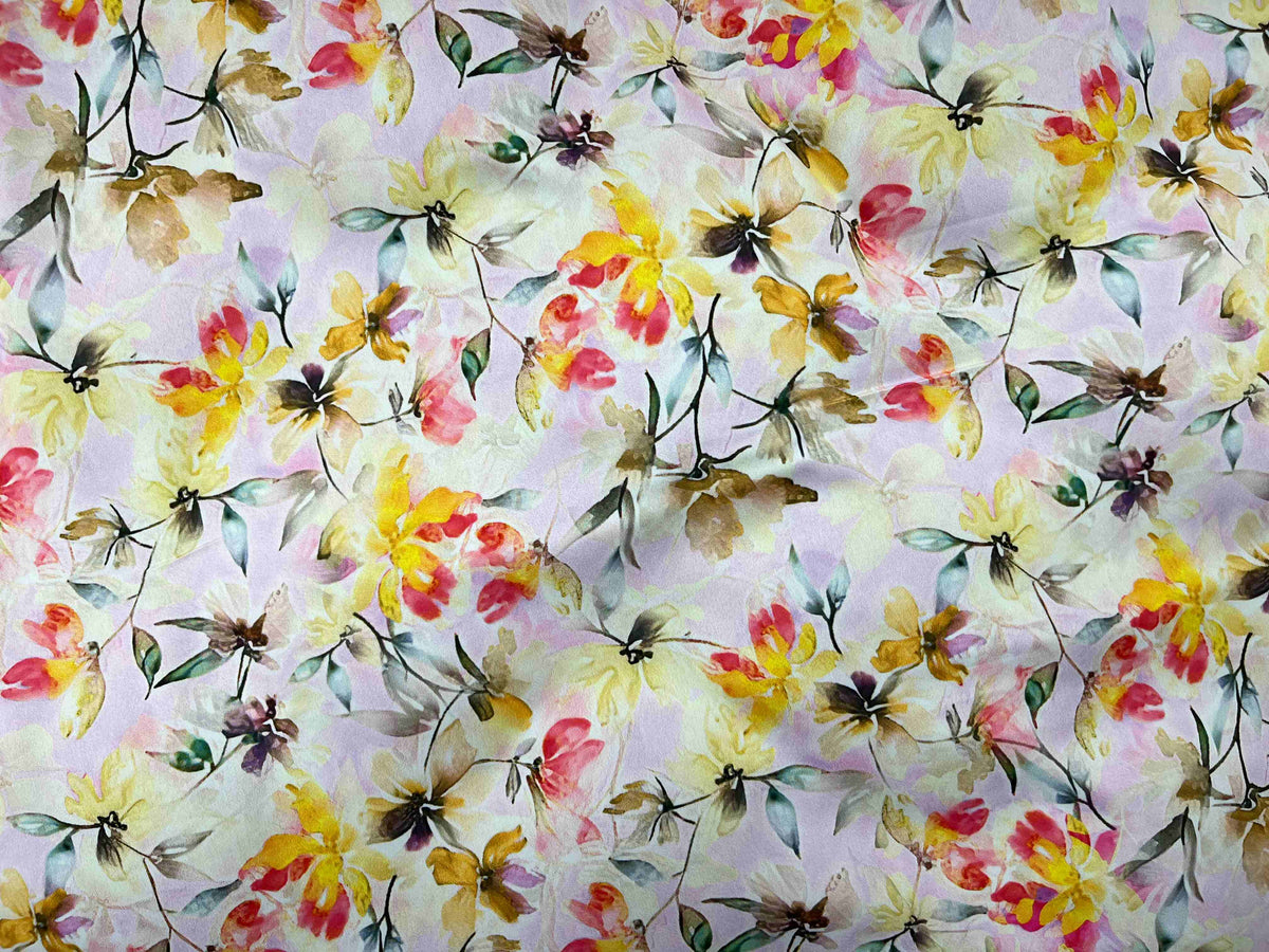 Matt Printed Satin Fabric - Rosie