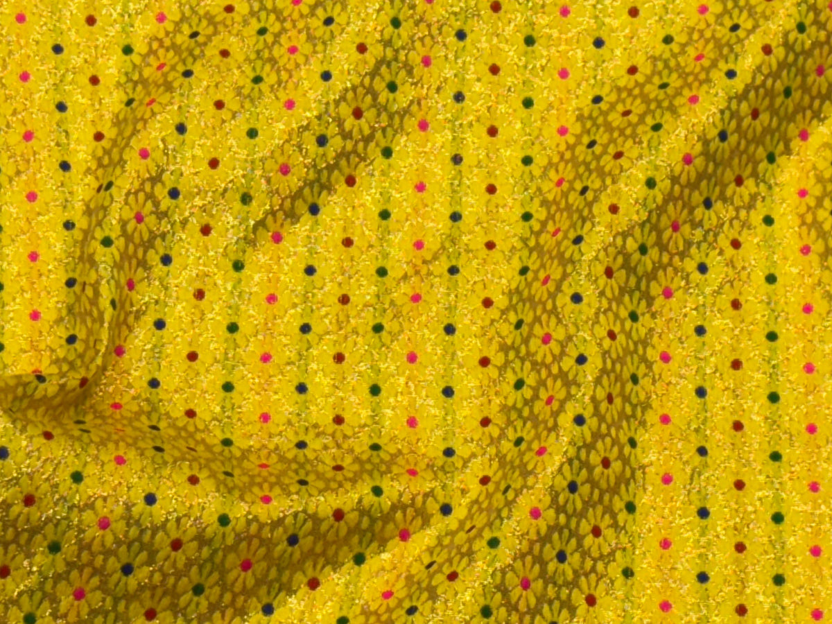 Metallic Brocade - Small Floral Design 2 - Cheap Fabrics