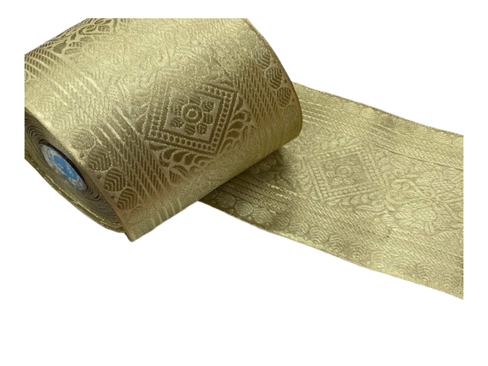 Metallic Jacquard Wide Ribbon - Gold Design 1  (5" Width) - Cheap Fabrics