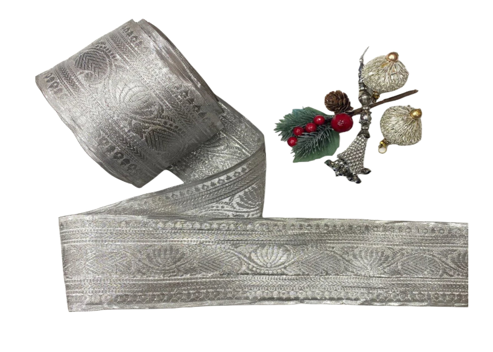 Metallic Decorative Wide Ribbon - Silver - REMNANT 1.90 MTRS