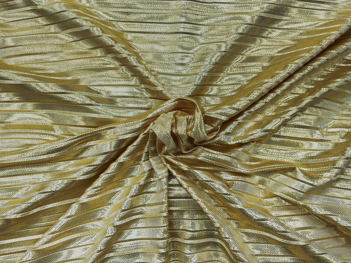 Metallic Pleated Jersey Knit Fabric