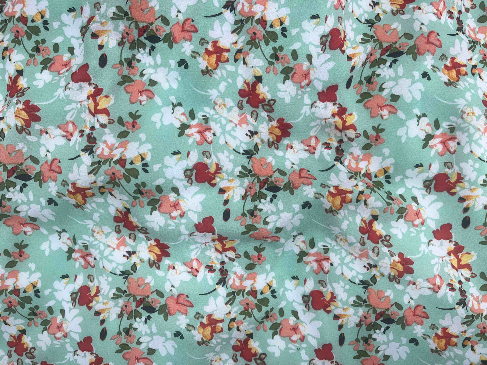 Mint Floral - Printed Crepe Special - Cheap Fabrics
