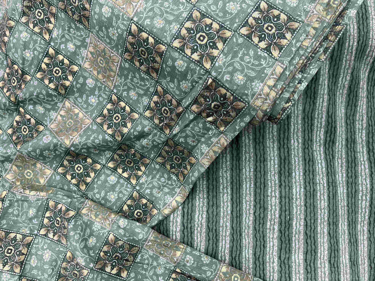Poly Viscose Fabric - Mix n Match Stripe Check - Cheap Fabrics