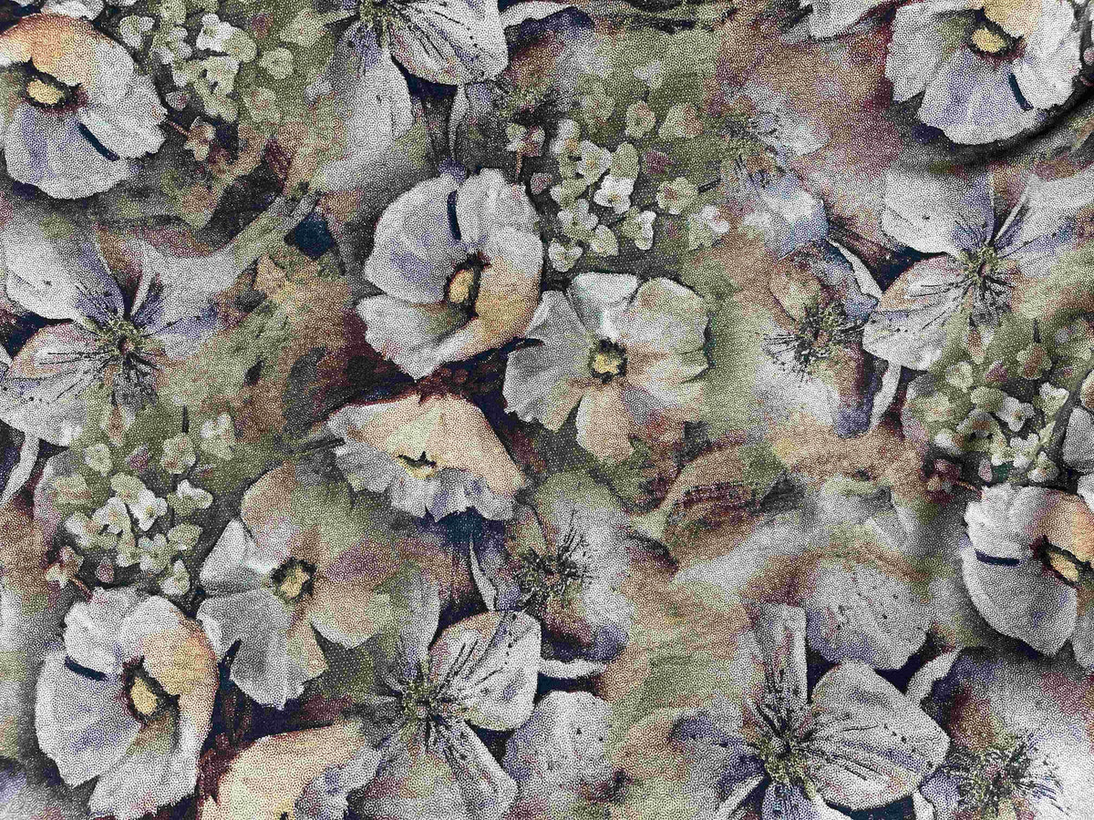 Brown and olive forestry-themed modal jersey fabric by Cheapfabrics, showing soft, stretchy textile with forest pattern.