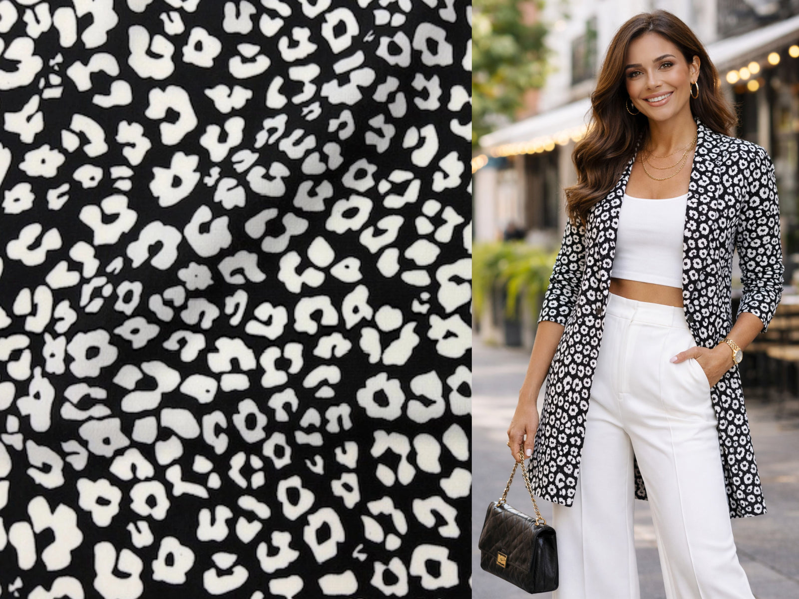 Mono Flower Print - Printed Crepe Special - Cheap Fabrics