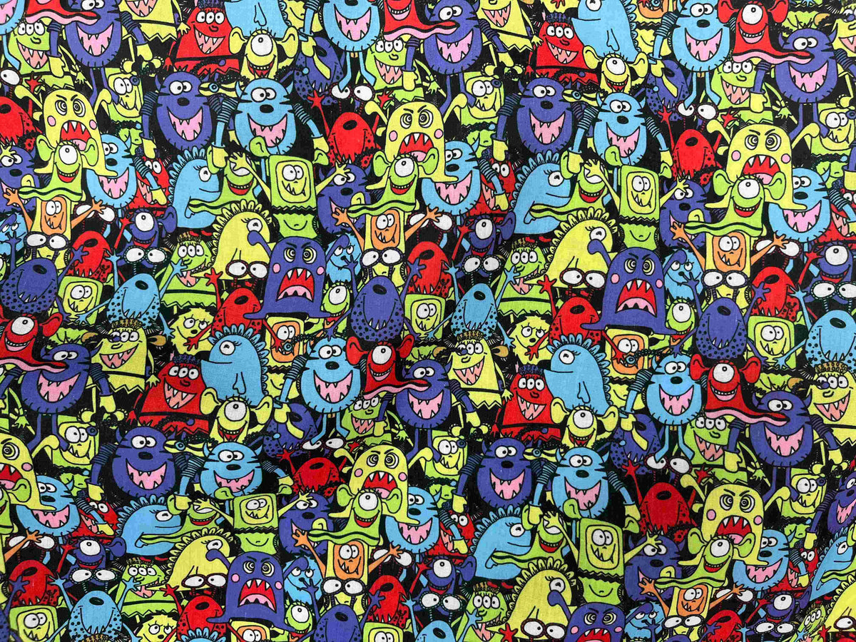 Monsters - Poly/Cotton Printed Fabric - Cheap Fabrics