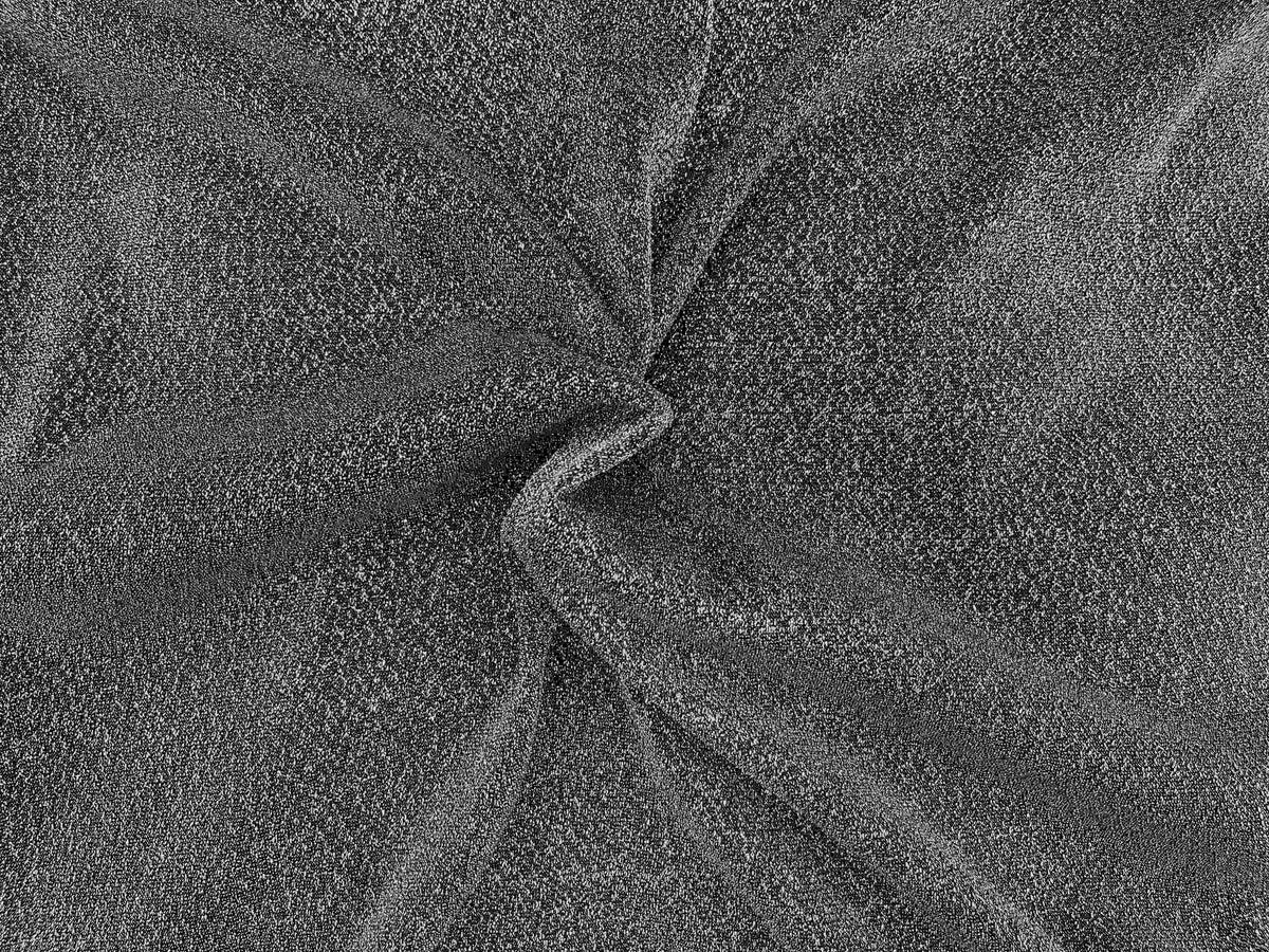 Black and silver Moonlight Jersey Fabric from Cheapfabrics, showing smooth, plain knit fabric with a subtle shine.