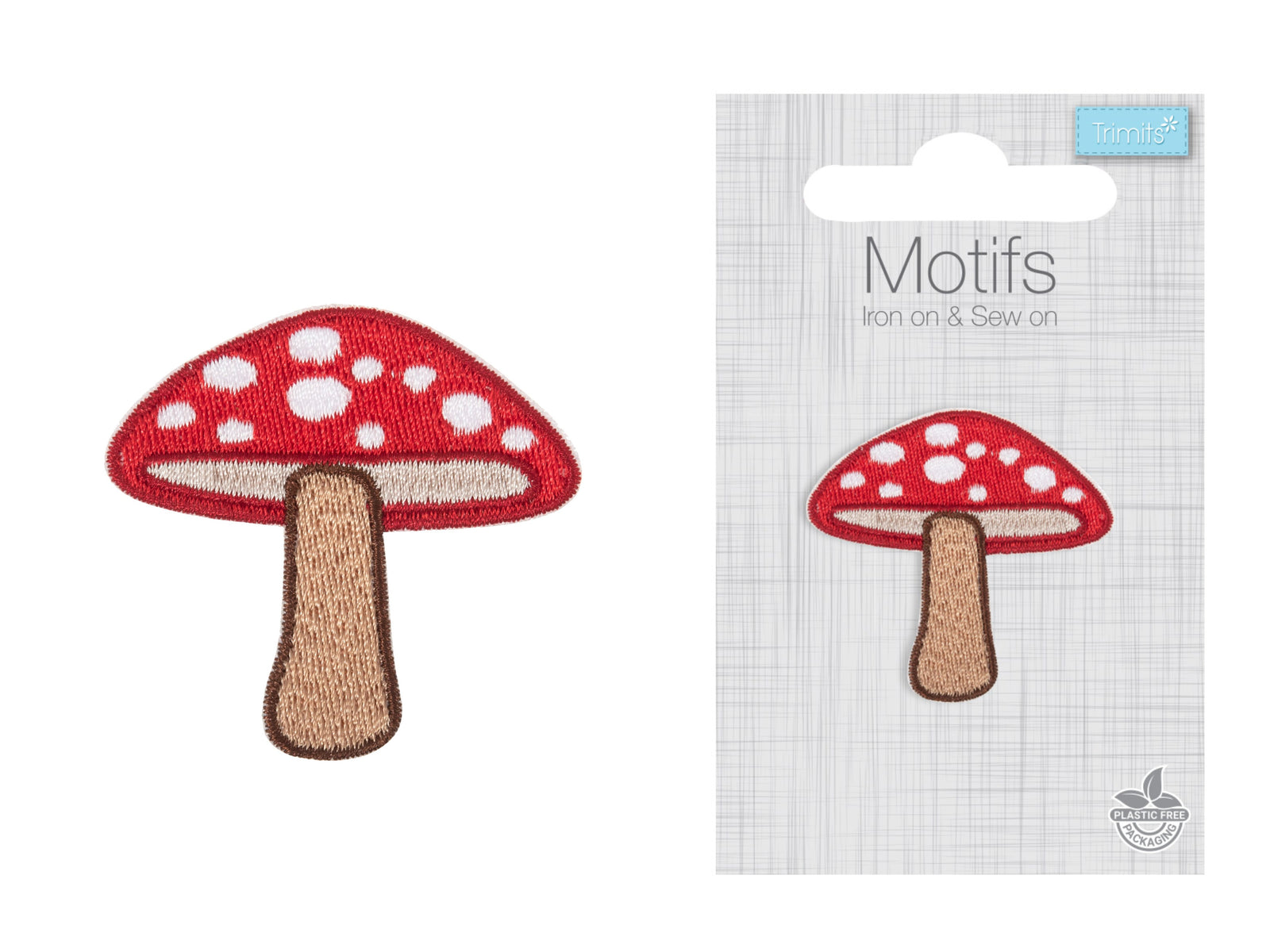 Iron -On & Sew-On Motif Patch - Red Toadstool - Cheap Fabrics