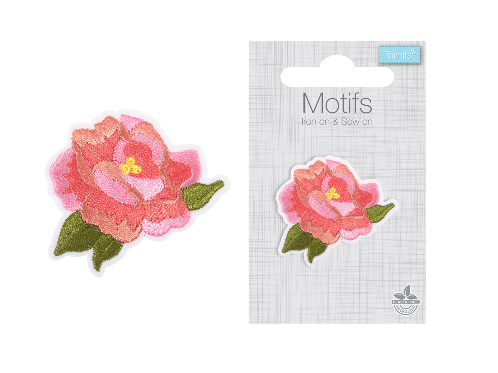 Iron -On & Sew-On Motif Patch - Pink Floral - Cheap Fabrics