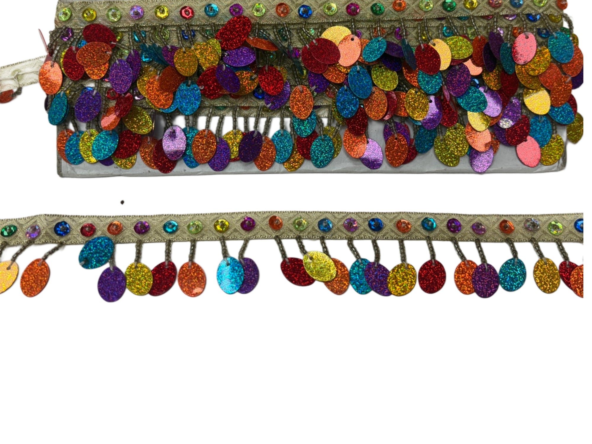 Droplet Tassle Trim - Multi Foil - Cheap Fabrics