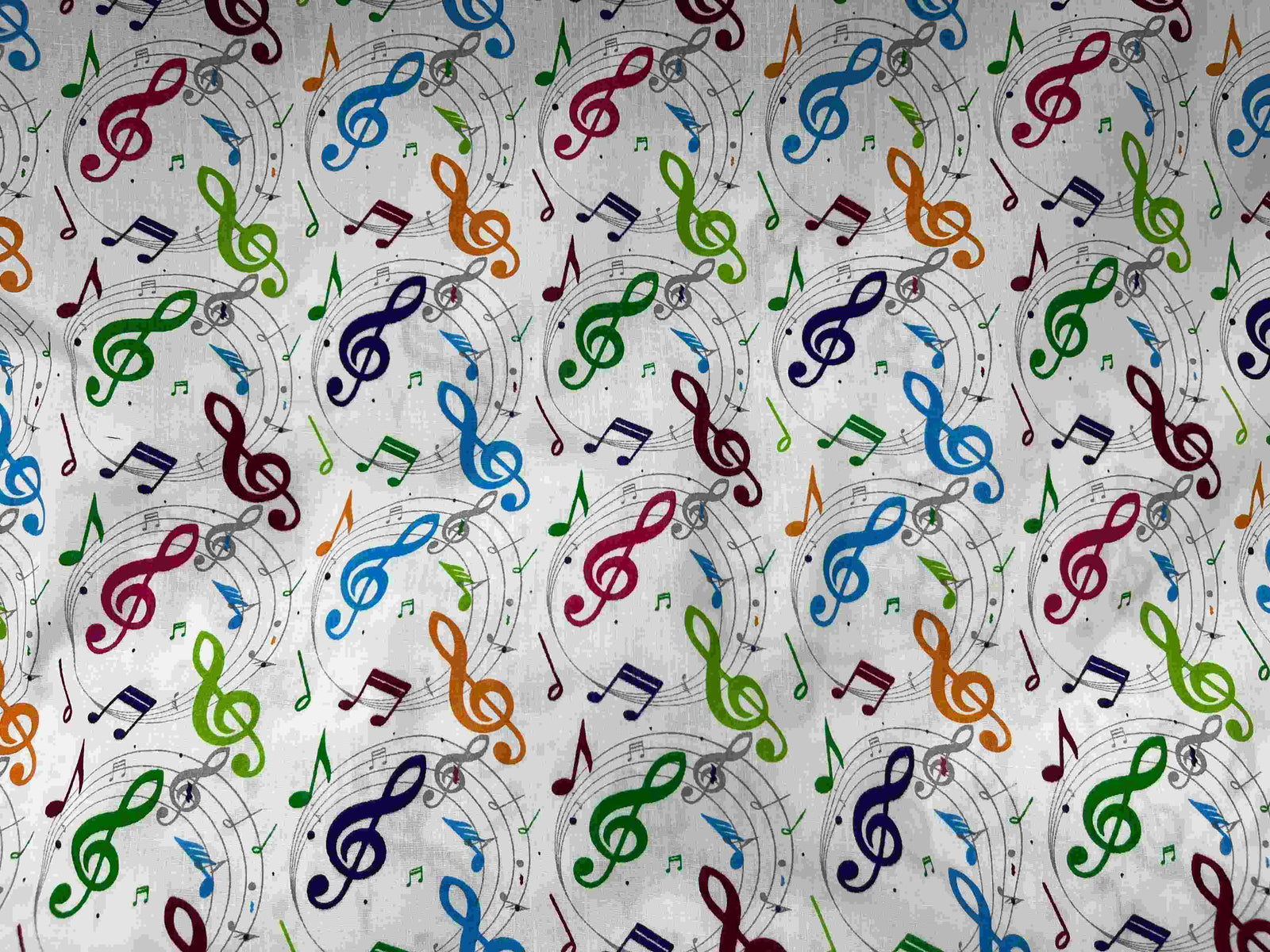 Polycotton Printed Fabric - Musical Notes - Cheap Fabrics