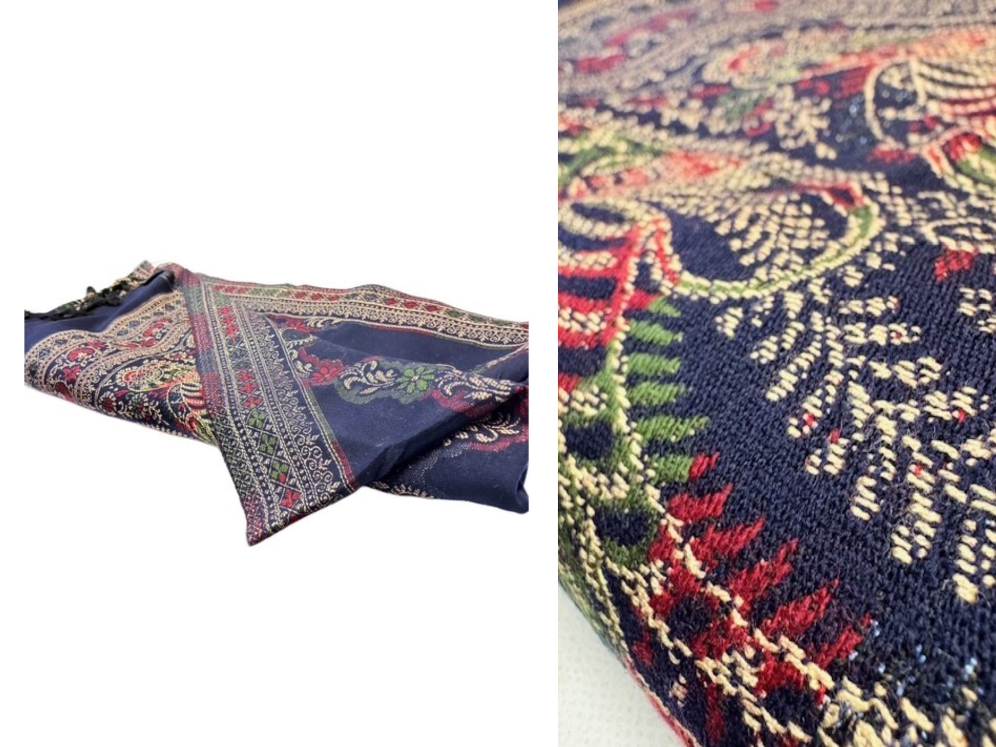 Navy Shawl - Poly/Viscose Blend - Cheap Fabrics