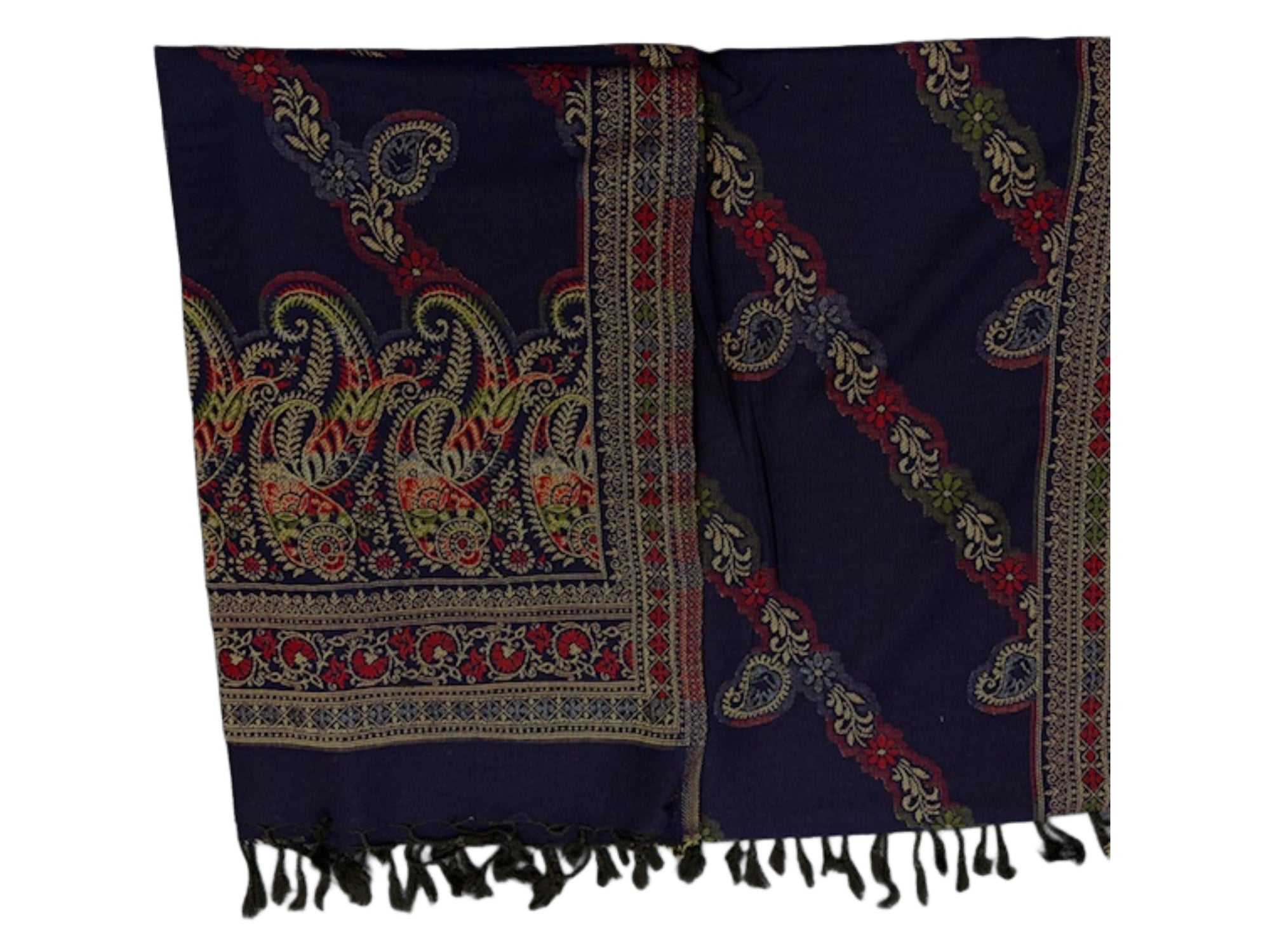 Navy Shawl - Poly/Viscose Blend - Cheap Fabrics