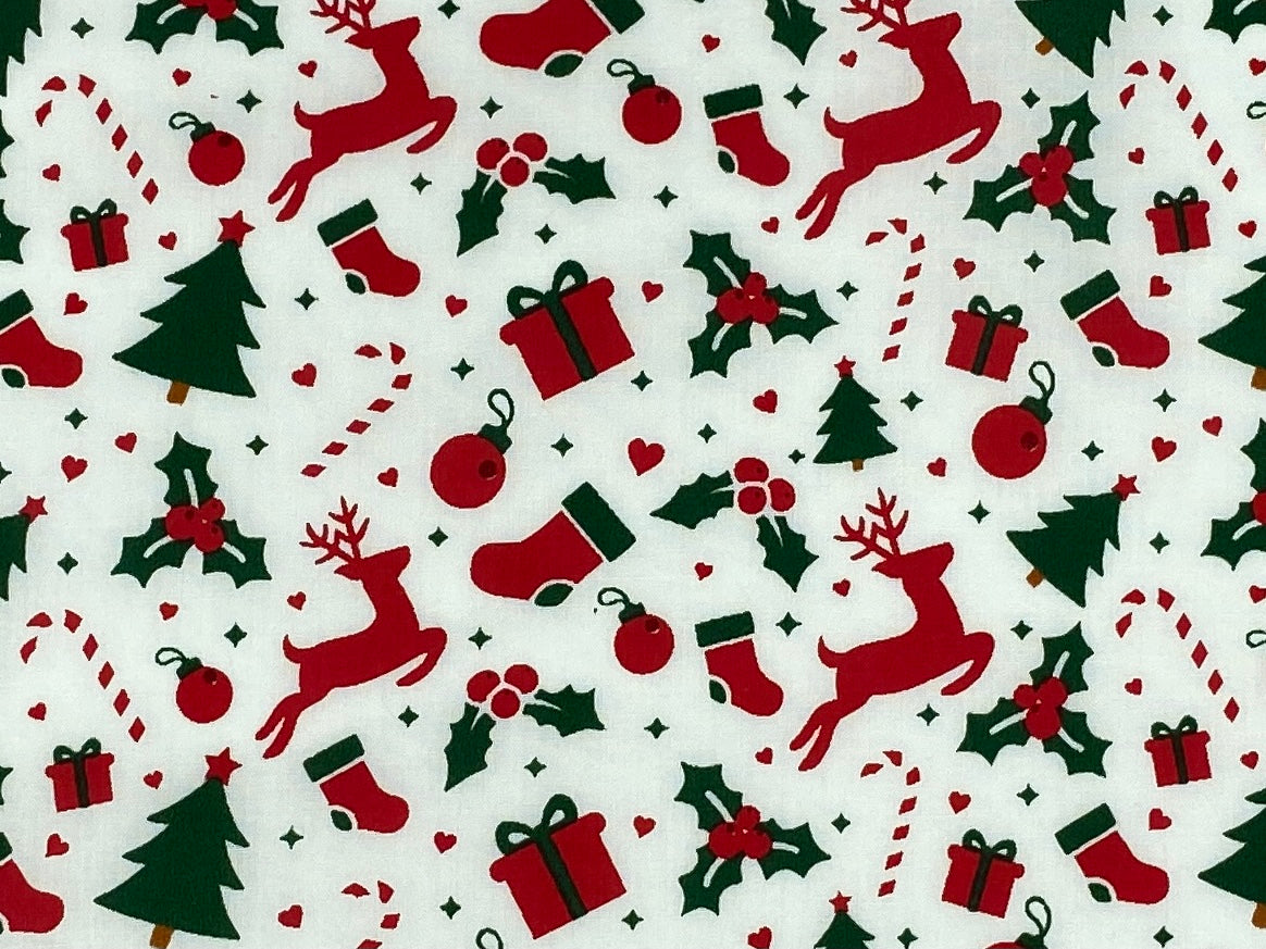 Christmas Leaping Reindeer Fun - Poly/Cotton Print