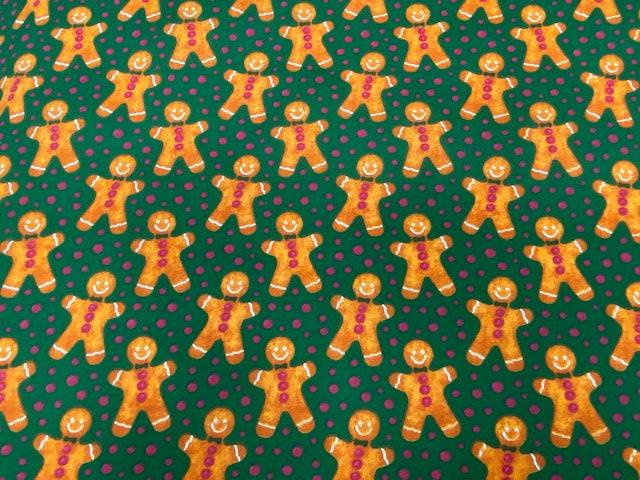 Christmas Gingerbread Man And Polka Dots - Poly/Cotton Print - Cheap Fabrics