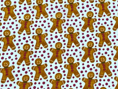 Christmas Gingerbread Man And Polka Dots - Poly/Cotton Print