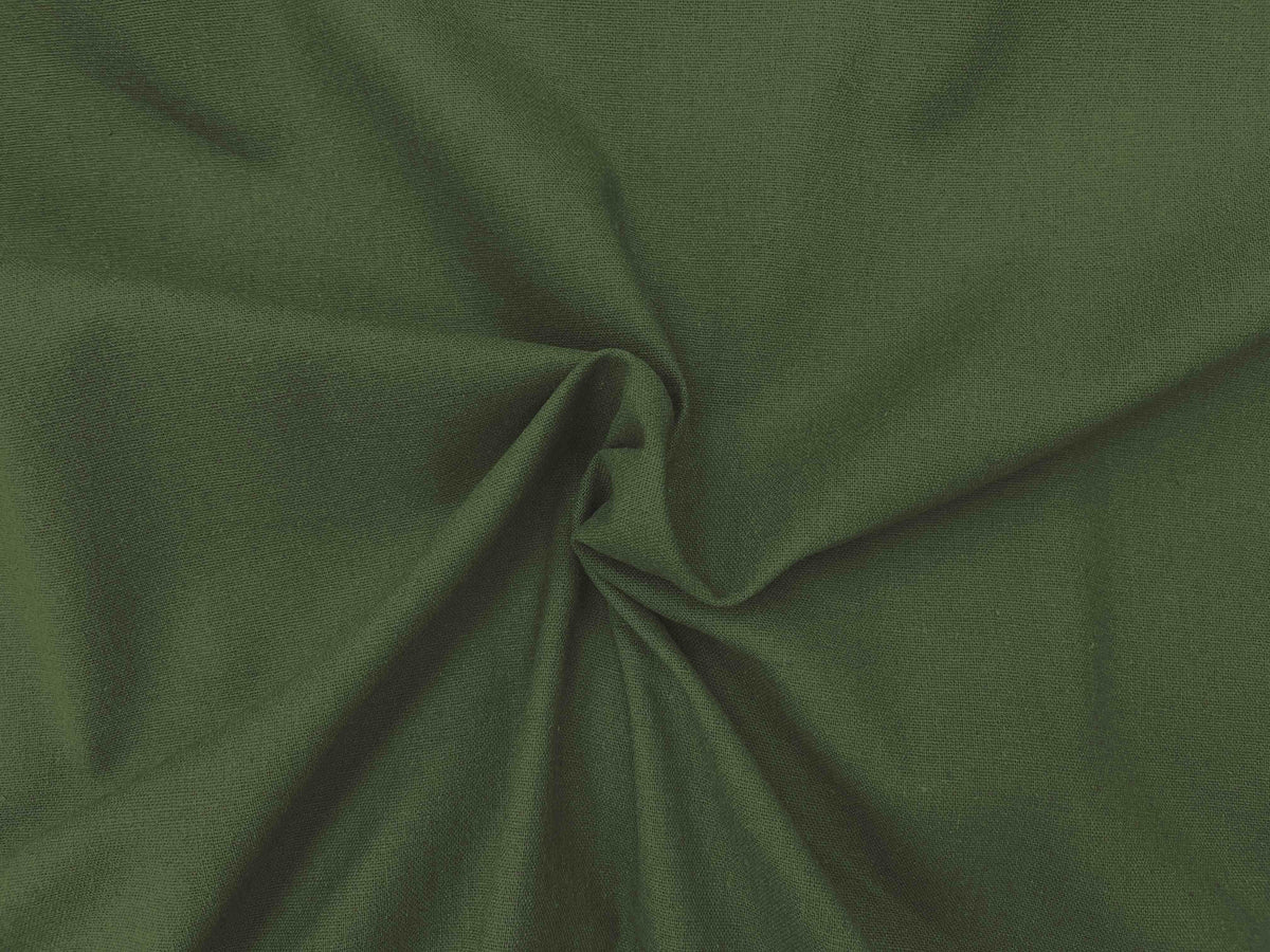 Olive plain faux linen fabric from Cheap Fabrics, showing smooth, lightweight linen textile suitable for home decor and crafts.