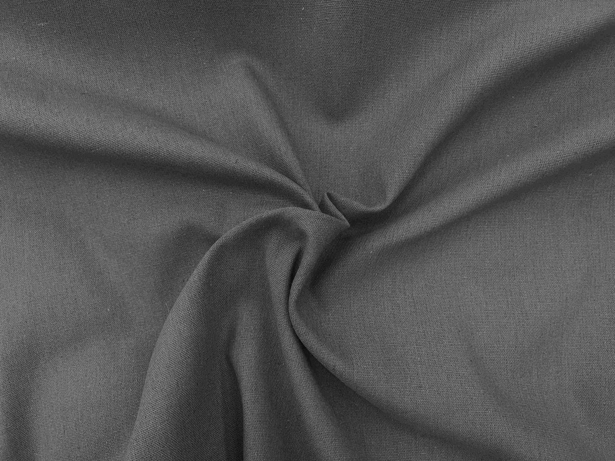 Charcoal plain faux linen fabric from Cheap Fabrics, showcasing smooth, textured linen material ideal for upholstery or crafts.