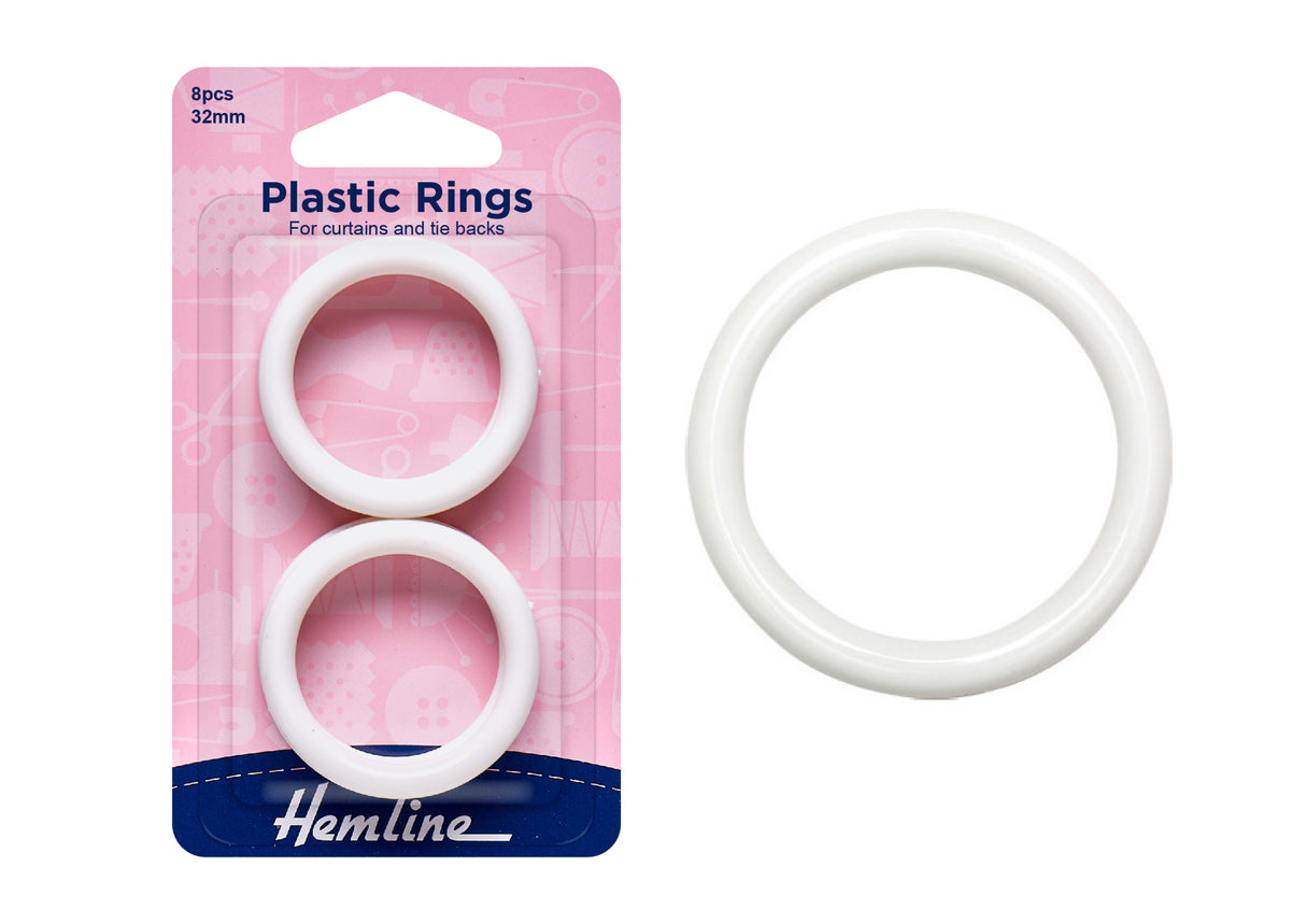 Plastic Curtain Rings - White - Cheap Fabrics