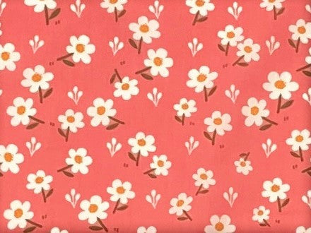 Playful White Flowers - Poly/Cotton Print