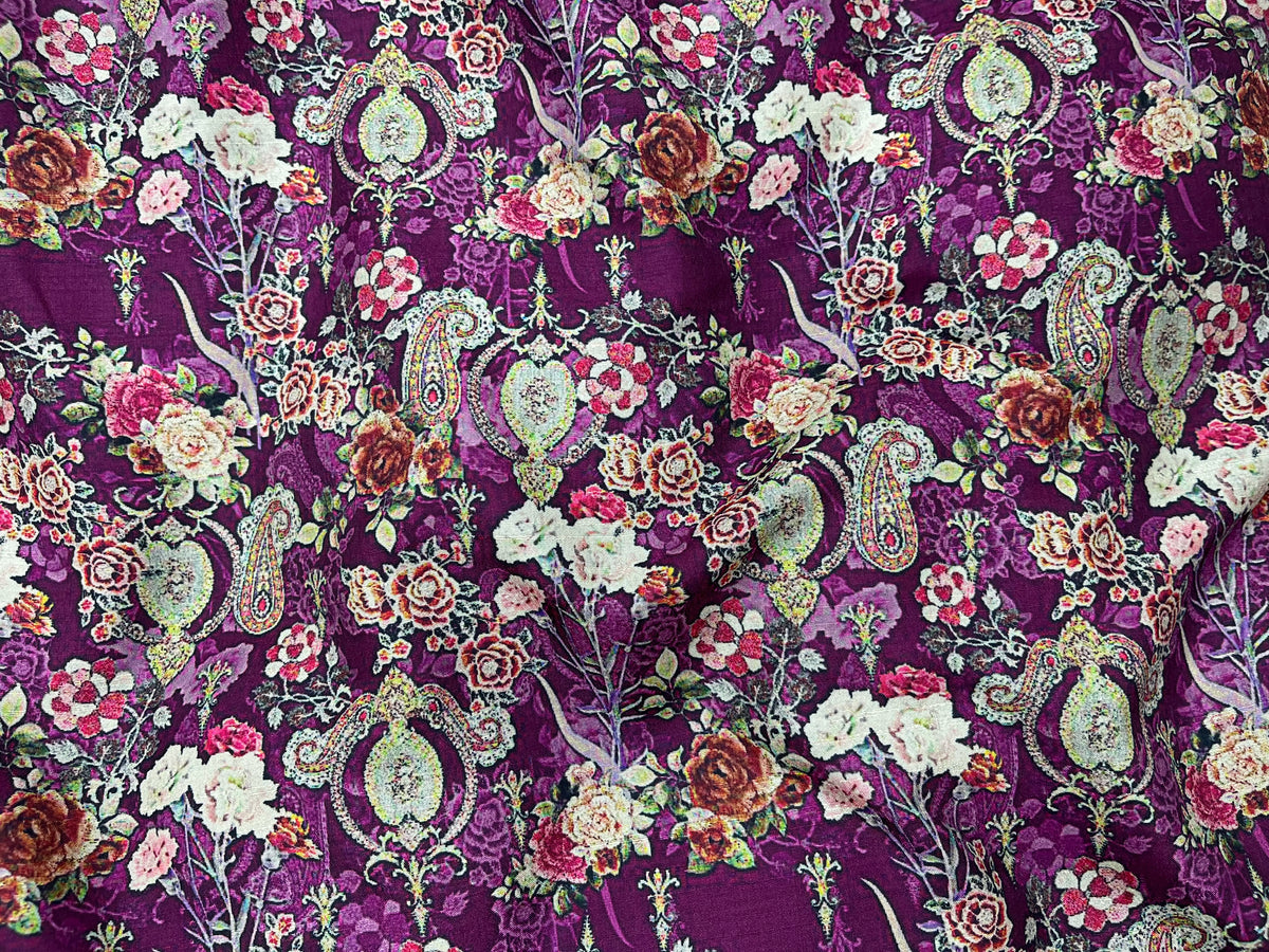 Plum Faux Silk Crepe - Cheap Fabrics